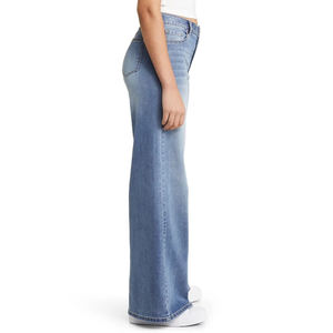 2026 Vente en gros de jeans décontractés pour femmes de haute qualité, vente directe d'usine, OEM, pantalons en denim taille haute coupe ample pour femmes - Product Image 4
