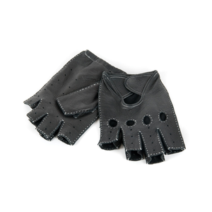 Gants de conduite unisexes en cuir respirant et extensible pour sports de plein air, cyclisme et course, à demi-doigts - Product Image 4