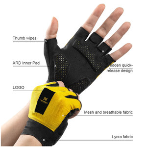 Factory Made Design Your Own Leather Half <b>Finger</b> Cycling Gloves Breathable Non-Slip Adjustable Wrist <b>Strap</b> for Online Sale - Product Image 2
