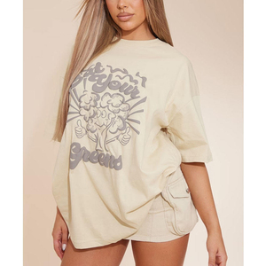 T-shirt slim fit en molleton 100 % coton vintage pour femme, impression numérique personnalisée, respirant, écologique, anti-plis, prix abordable - Product Image 5