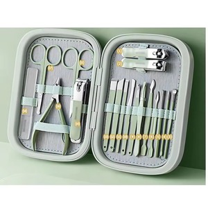 Kit de manucure anti-éclaboussures en acier inoxydable, ensemble de coupe-ongles sans désordre, ciseaux de pédicure, pince à épiler, outils de toilettage, étui en cuir - Product Image 3