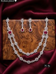 Silver Plated Brass Women's Bridal Set Choker <b>Necklace</b> Drop Earrings Tikka Ethnic Zircon Trendy Wedding Engagement Anniversary - Product Image 4