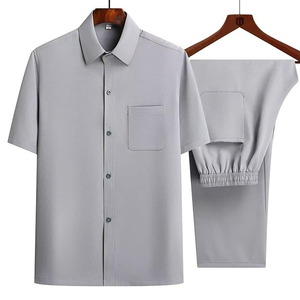 Conjunto de 2 Piezas para Hombre, Estilo Británico Casual, Verano 2023, Secado Rápido, Poliéster, Camisa de Manga Corta y Pantalones Cortos - Product Image 4