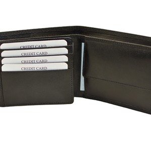 Portefeuille Homme en Cuir Véritable Saffiano à Trois Volets, Fermeture Ouverte, Anti-RFID, Porte-Cartes de Crédit Tendance avec Fenêtre d'Identité - Product Image 4