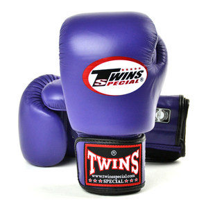 Gants de boxe violets en cuir à lacets, respirants, pour entraînement et sparring professionnel, avec logo personnalisé - Product Image 4