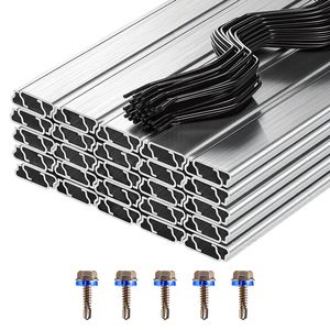 50 paquets de profilés en aluminium de 2 m (6,56 pi) avec revêtement PVC pour fil de ferme ou de maintien, pour serres, avec canaux en alliage d'aluminium pour fil de ferme ou de maintien - Product Image 1