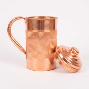 Wholesale Copper <b>Jug</b> Handcrafted Hammered Copper Pitcher Premium Restaurant Hotel Drinkware Metal Water Carafe with Custom Logo - Product Image 2