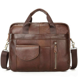 Bolsos para portátil de cuero genuino con logotipo personalizado de la mejor calidad, bolso de cuero elegante y a la moda para hombre, paquete al por mayor de cuero genuino - Product Image 3