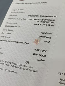 Diamants en vrac certifiés IGI, taille Radiant, 1,33 ct/1,35 ct, clarté VVS, diamants roses fantaisie cultivés en laboratoire CVD, vente en gros pour bijoux - Product Image 5