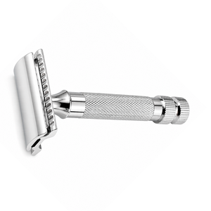 มีดโกนหนวดสแตนเลสแบบโลหะสองด้าน ดีไซน์คลาสสิก หัวหมุนได้ ใบมีดเดี่ยว - Product Image 1