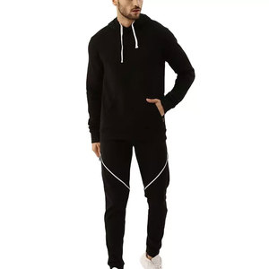 Solid Front Zip Winter Breathable Lightweight 100% Cotton <b>Men</b> Plus Size Loose Fit Soft Fleece Tracksuit Set Custom Logo - Product Image 2