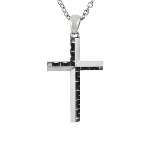 Collar con Colgante de Cruz Clásico con Cadena de Eslabones, Plata de Ley 925, Unisex, para Aniversario y Fiesta - Product Image 3