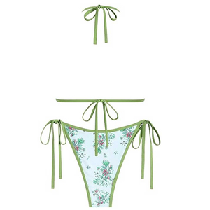 Women's Floral Triangle Bikini Set Two Piece <b>String</b> Swimsuit Beach Swimwear Adjustable Brazilian Swimwear Beachwear 2026 - Product Image 2