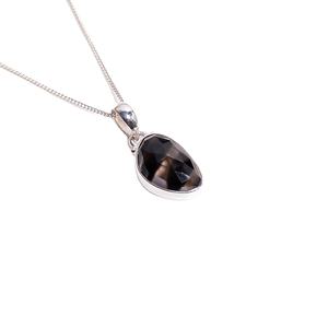 Colgante de obsidiana de encaje negro de piedras preciosas naturales, fabricante de joyas de plata de piedras preciosas de Ley 925, exportador de joyas de plata fina - Product Image 1