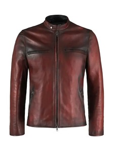 Veste en cuir vintage rouge Vicente pour homme - Product Image 1