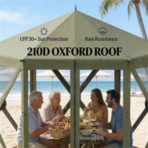 Gazebo da campeggio verde scuro con protezione solare per feste ed eventi - Product Image 2