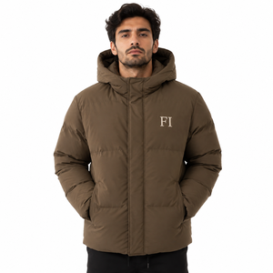 Men's Hooded Puffer Jacket <b>Quilted</b> <b>Winter</b> Padded Coat Custom Embroidery OEM Wholesale Men's Jackets Manufacturer Bulk Outerwear - Product Image 1