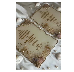 Customised Sizes & Color Epoxy Resin Beautiful <b>Wedding</b> <b>card</b> Beaded & Resin Handmade Crafts At Top price - Product Image 2