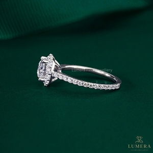 Bague de fiançailles en diamant cultivé en laboratoire certifié IGI, taille ronde, sertissage halo, bagues de mariage et de fiançailles, bijoux fins - Product Image 6