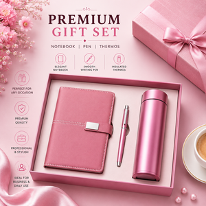 สมุดโน้ตหนัง PU พรีเมียมหรูหราแบบ 3-in-1 พร้อมปากกา กระติกน้ำเก็บอุณหภูมิ  พร้อมสกรีนโลโก้ตามสั่ง สำหรับธุรกิจปีใหม่ - Product Image 4