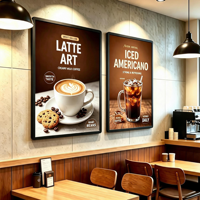 Boîte à lumière publicitaire murale en aluminium mince, rotative, rétroéclairée par LED, écologique, pour café, restaurant, supermarché