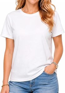 เสื้อคอกลม ผ้าฝ้าย 60%/โพลีเอสเตอร์ 40% เป็นมิตรต่อสิ่งแวดล้อม ยับยาก แห้งเร็ว นุ่ม ระบายอากาศดี ใส่ได้ทุกวัน ใส่ซ้อนกันได้ แขนสั้น - Product Image 1