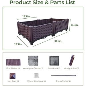 Fioriere Rialzate per Orto, Set da 2 Contenitori in Plastica per Piante da Interno ed Esterno, Ortaggi, Frutta e Bonsai - Product Image 4