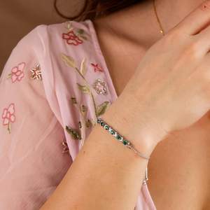 Bracelet en émeraude véritable, argent sterling, bijoux en émeraude de laboratoire, cadeau pour elle, bijoux fins - Product Image 3