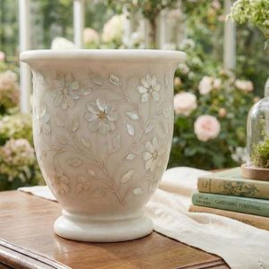 Vase de sol Art Déco en marbre naturel, jardinière de luxe de grande taille - Product Image 2