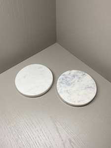 Most Trending White <b>Round</b> Marble Coaster Set With Natural Stone Handmade Design For Elegant Home Decor Coffee and Tea Use - Product Image 3