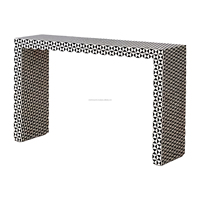 Table console incrustée d'os faite à la main style messine meubles élégants en laiton pour salon chambre ou décor d'hôtel