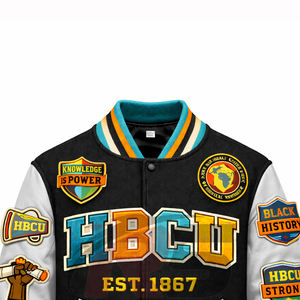 แจ็คเก็ตวาร์ซิตี้ HBCU สำหรับผู้ชาย – แจ็คเก็ตเลตเตอร์แมนสไตล์โอลด์สคูล ตัวเสื้อทำจากผ้าขนสัตว์ แขนเสื้อทำจากหนัง  แจ็คเก็ตเลตเตอร์แมนสำหรับทุกเพศ HBCU - Product Image 2
