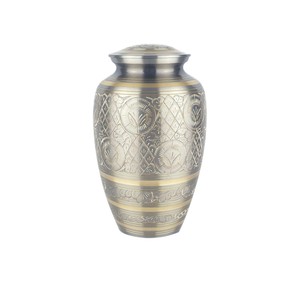 Premium Handcrafted Solid Brass Cremation Urns For Human Ashes Adult Elegant Pewter Finish Engraved Funeral <b>Memorial</b> Urn - Product Image 1