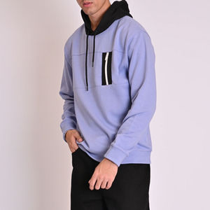 เสื้อสเวตเชิ้ตมีฮู้ดสีฟ้าอ่อนสำหรับผู้ชาย ทรงปกติ ผ้าฝ้ายฟลีซ สวมใส่สบาย สีพื้น มีกระเป๋า เหมาะสำหรับฤดูใบไม้ร่วง - Product Image 3