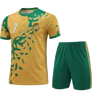 Custom Football Men's Soccer Jersey 100% Polyester <b>Mesh</b> Breathable O-Neck Short Sleeve Summer Football Uniform Elastic Waist - Product Image 4