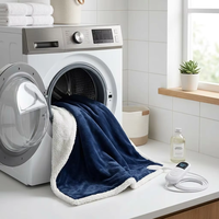 Manta Térmica de Franela y Sherpa de 62*84 Pulgadas, 3 Niveles de Calor, Apagado Automático en 12 Horas, Lavable a Máquina, para el Hogar, con Certificado FCC/ETL