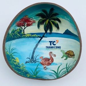 Bol en noix de coco laqué Dodo Bird, fabriqué au Vietnam, souvenir de qualité supérieure de Maurice, cadeau en gros, écologique, œuvre d'art de haute qualité - Product Image 1