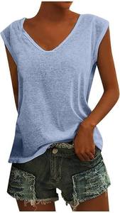 Nueva Colección Primavera Verano, Camiseta de Cuello Redondo sin Mangas para Mujer, Corte Regular, Transpirable, con Logotipo, Exportación Internacional - Product Image 2
