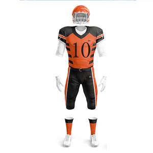 Uniforme de Fútbol Americano para Adultos, Jersey Sublimado Naranja de Manga Tres Cuartos, Pantalones Negros Transpirables con Absorción de Humedad - Product Image 2