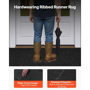 Tapis de porte d'entrée en PVC à rayures élégantes de qualité commerciale de 8x4 pieds Tapis d'entrée lavable et résistant pour couloir de garage - Product Image 3