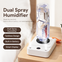 Humidificateur portable à double pulvérisation avec batterie intégrée rechargeable de 2000 mAh, conception sans réservoir et affichage intelligent