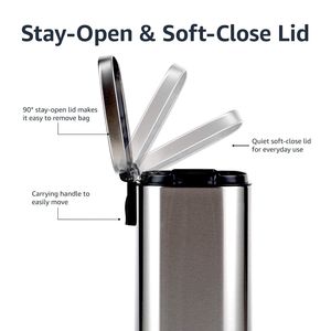 12 Liter/3.1 Gallon Satin Nickel Step Pedal Trash Can Soft-Close <b>Lid</b> Removable Inner Bucket Brushed Stainless Steel Waste <b>Bins</b> - Product Image 5