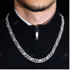 12MM 22" Fully Iced Miami Cuban Link <b>Chain</b> Customizable VVS Moissanite Gold Plated 925 <b>Silver</b> Men's GRA Certified Hip Necklaces - Product Image 3