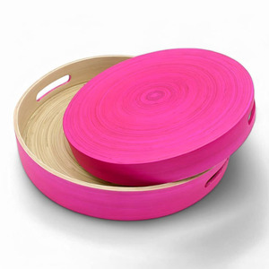 Bandeja Redonda de Bambú Lacado Ecológica, con Diseño Personalizado, Ideal para Servir, Decoración de Mesa, Platos y Regalos - Product Image 3
