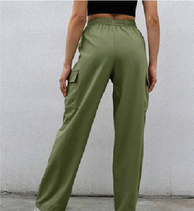 Pantalon cargo tendance pour femme, taille mi-haute, infroissable, avec 4 poches à rabat, idéal pour le bureau, les tenues décontractées et les soirées. - Product Image 1