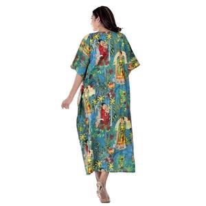 Túnica Kimono de Algodón Hecha a Mano, Vestido Kaftan Inspirado en Kahlo, Ropa Bohemia Cómoda para Vacaciones - Product Image 3