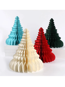 Árbol de Navidad de nido de abeja de color personalizado, fabricado en Vietnam (OEM/ODM) para decoración de eventos y fiestas navideñas. - Product Image 2