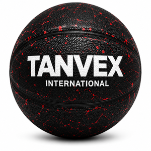 TANVEX Ballon de basketball en PU, design noir, rouge et blanc, durable, marque internationale - Product Image 5