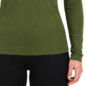 Chemise de base pour l'équitation pour femme, vert olive, manches longues, col zippé, extensible, respirante, haute performance - Product Image 5