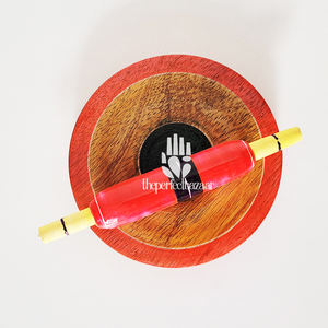 Rodillo de Madera con Patrón Geométrico Pintado a Mano, Ecológico, Chakla Belan - Product Image 2